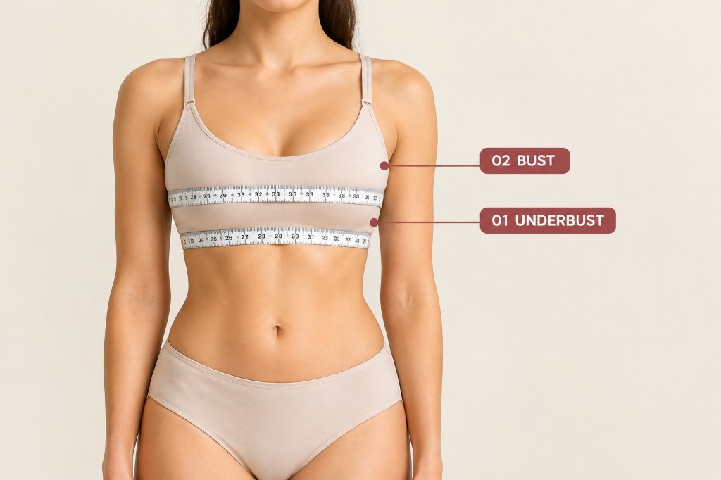 How to measure underbust and bust diagram