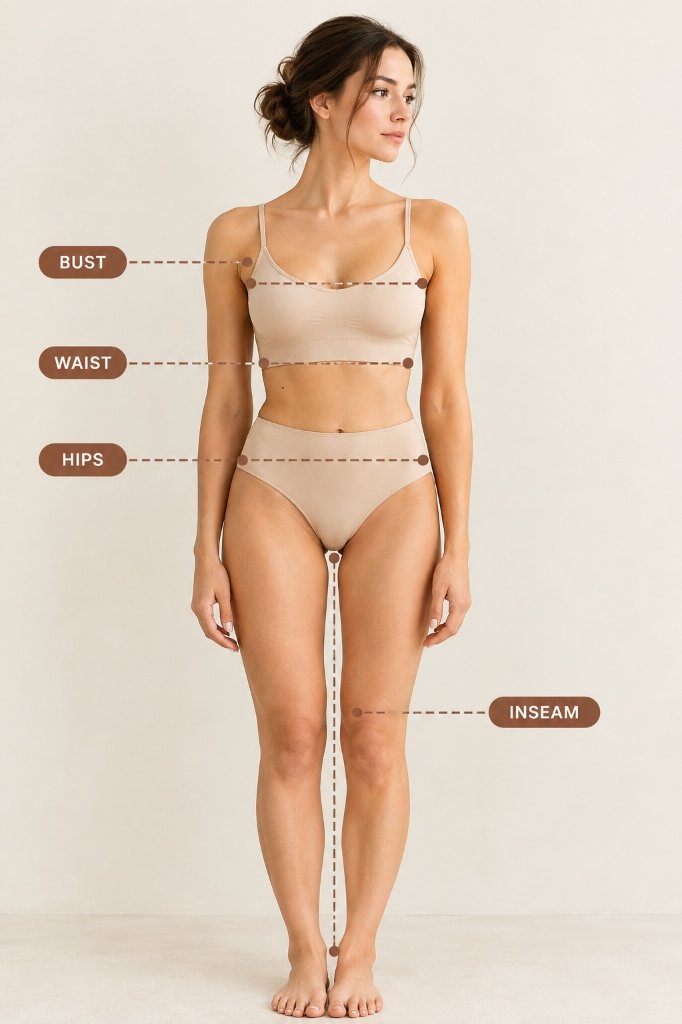 How to measure bust, waist, hips and inseam for your dress size