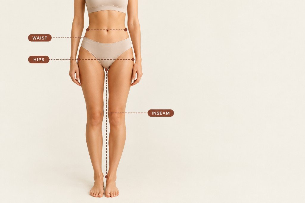 How to measure waist, hips, and inseam diagram
