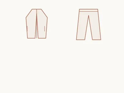 Minimal style outfit example: curated wardrobe pieces and accessories in terracotta line drawing