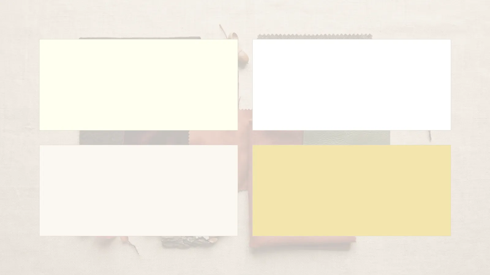 Four white shirts side by side in ivory, optic white, off-white and cream.